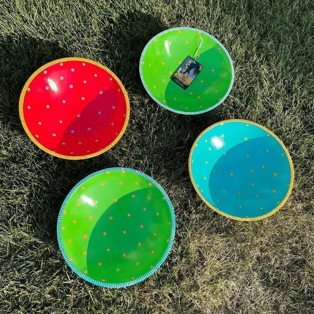 Set of 4 Elsona Handcrafted Wooden Bowls – Made in South Africa – Colorful Boho